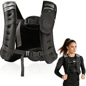Weighted Vest, 12lb Weight Vest with Two Adjustment Straps for Men Women, Weight Vests with Reflective Stripe and phone bag for Strength Training, Running, Jogging, Walking