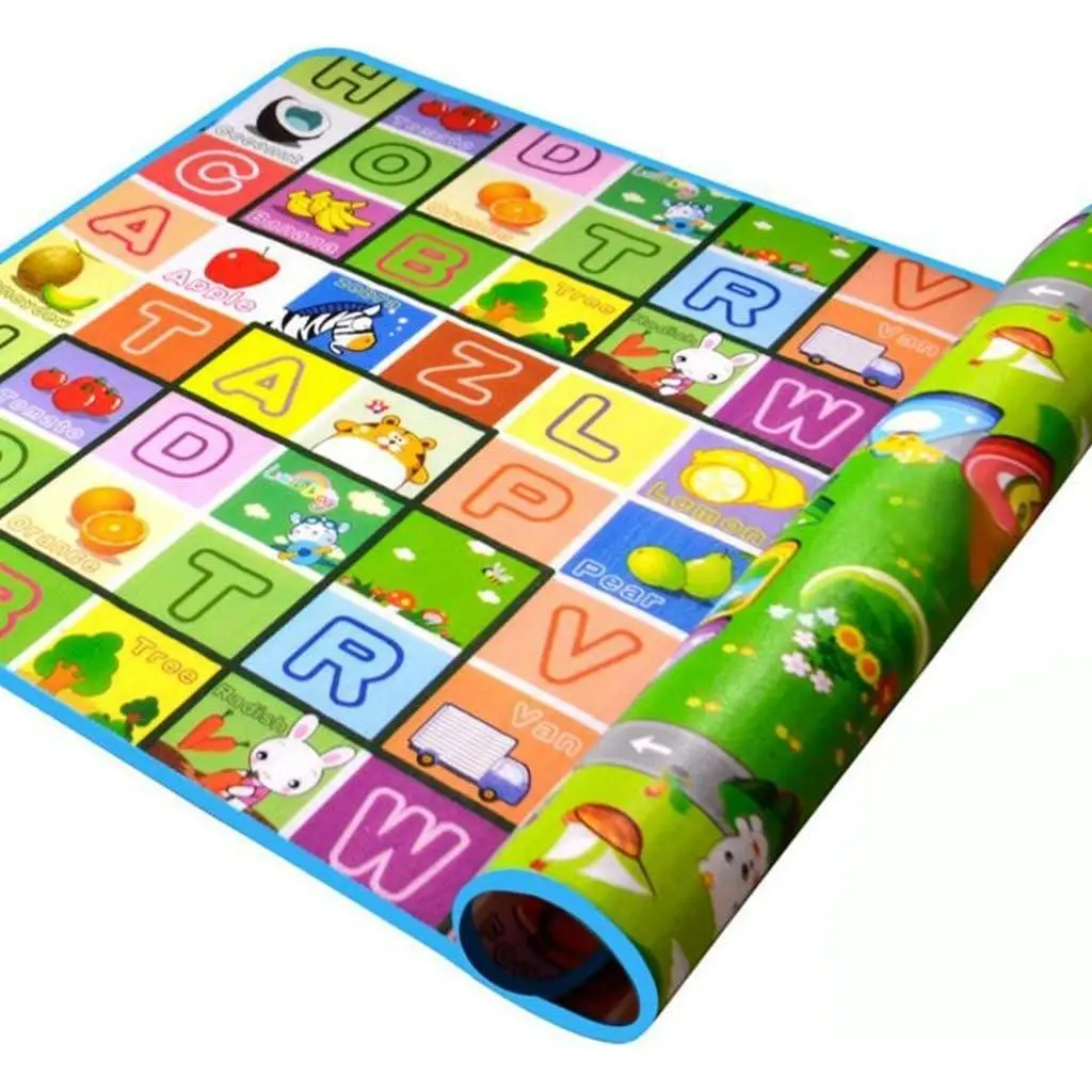Baby Double-Sided Foam Crawling Mat - Waterproof Floor Mat with Drawing, Letter, Alphabet Animals Patterns - 70.8inX47.2inX0.2in for Bedroom Playgyms & Playmats, Activity Mat Playgyms & Playmats
