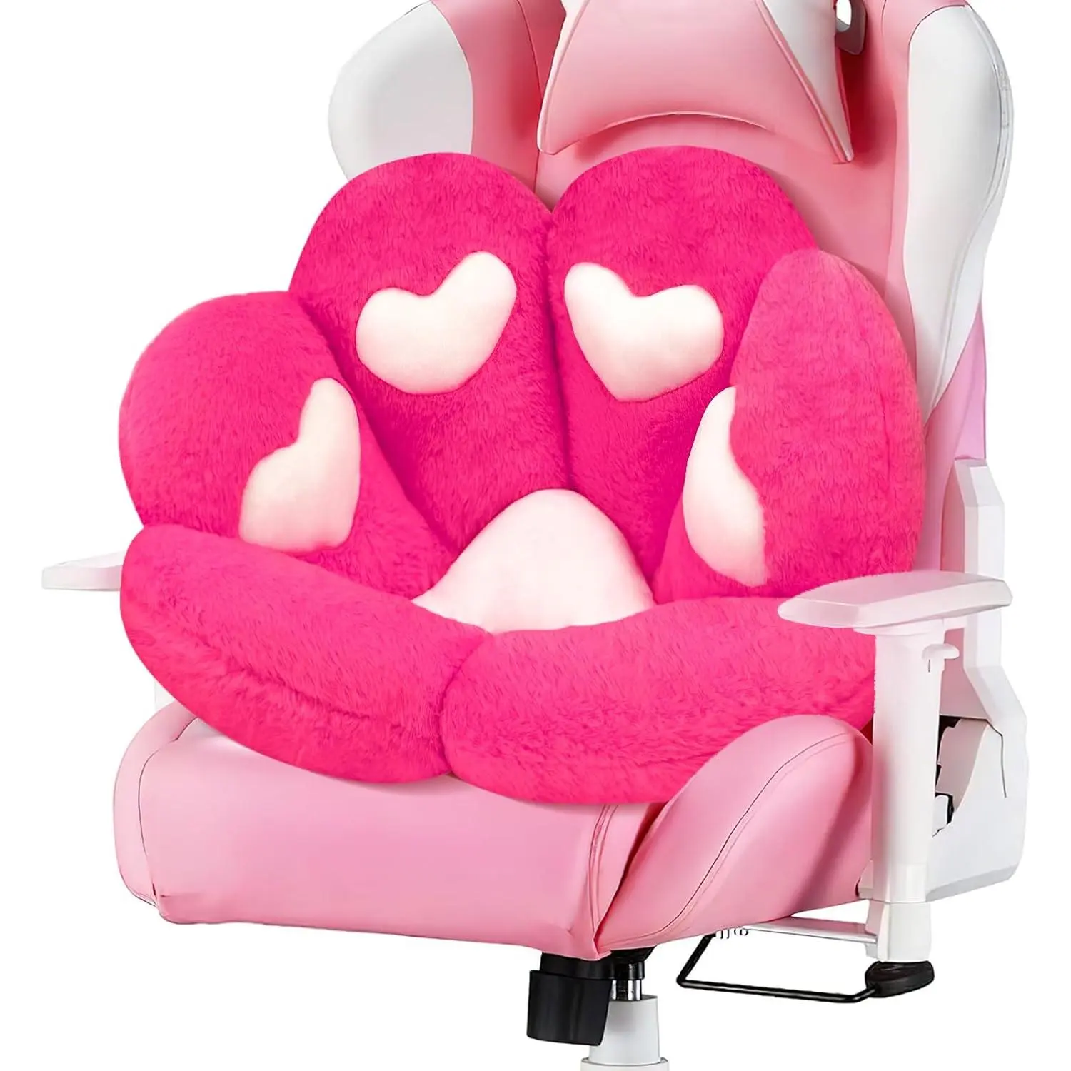 Fluffy Synthetic Paw Cushion Chair - 28"x24" Comfy Lounge Seat for Home Den Gamer Chair, Cute Girl-Focused Decor for Dining Room Bedroom (Deep Pink)