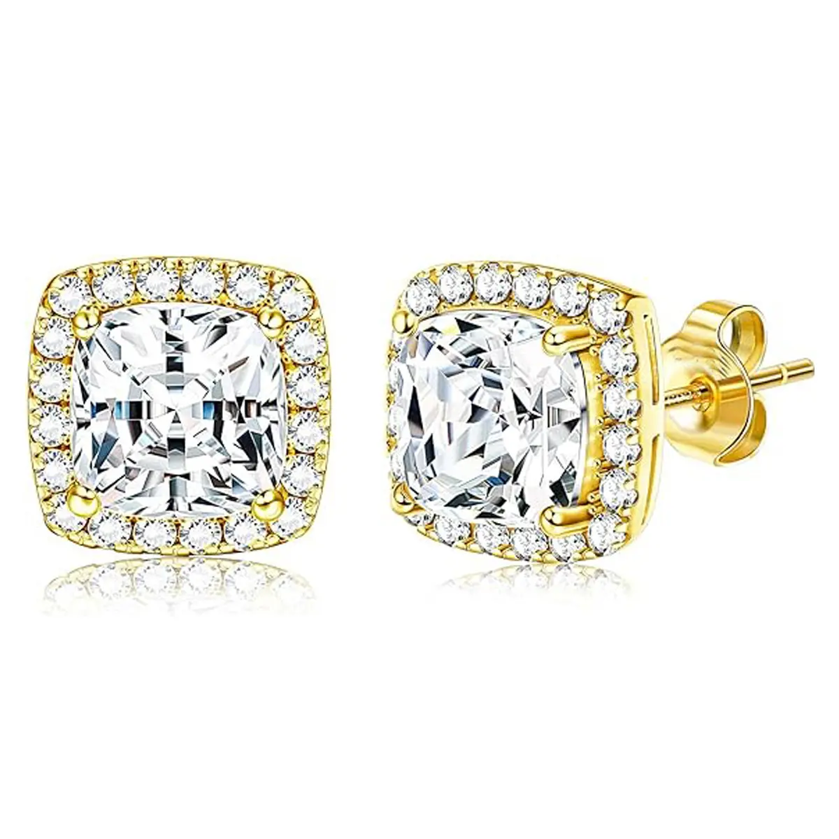 10mm square gold 1 pair