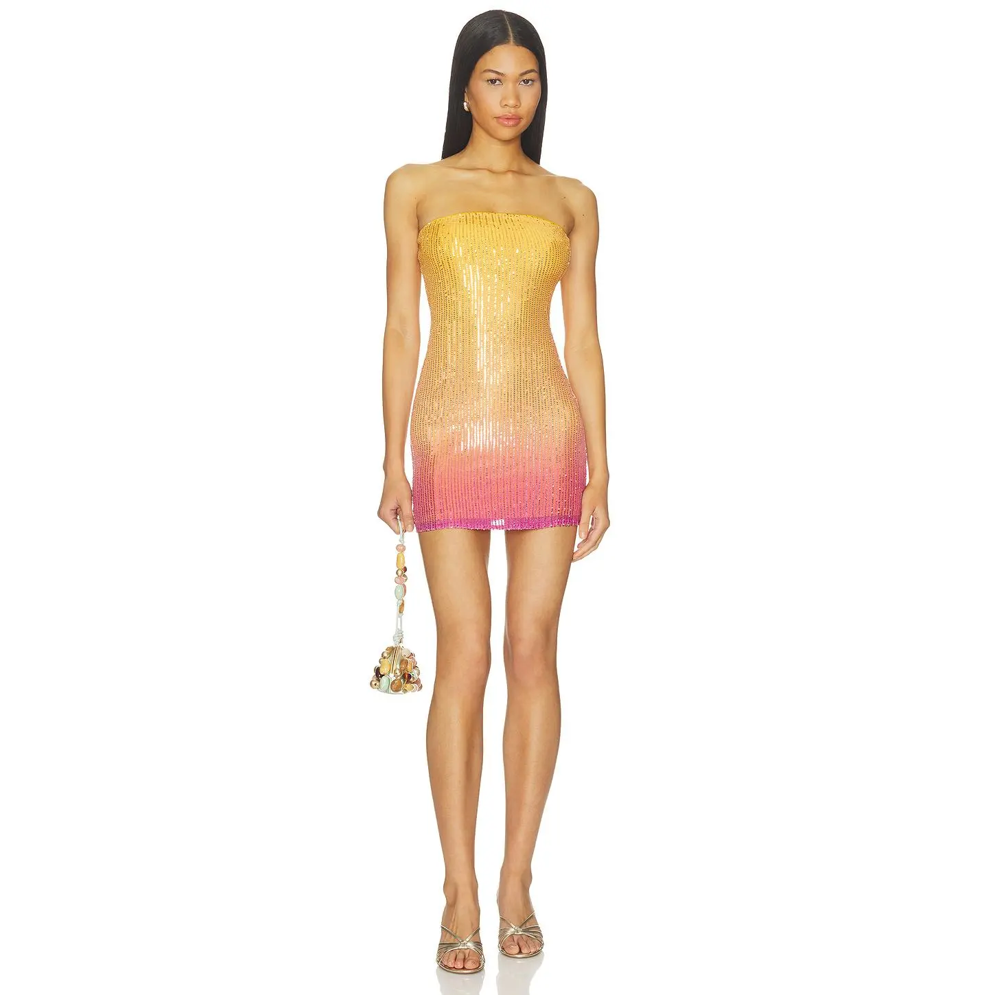 superdown Odezza Strapless Mini Dress in Orange Sunset