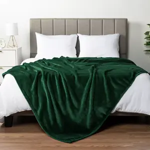 PAVILIA Luxury Fleece Blanket Throw for Bed, Soft Lightweight Plush Flannel Blanket for Sofa Couch , Emerald Green/King - 90x108, St Patricks Day Gift