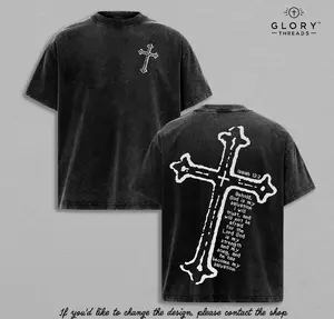 Isaiah 12:2 Christian Cross Shirt Vintage Washed Oversized Tee Faith Graphic Religious Streetwear Heavy Cotton God Is My Salvation Unisex T Shirt