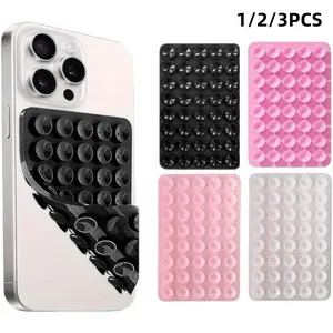 3-Piece Double-Sided Silicone Phone Grip Holder Set, Magnetic Cell Phone Stand for Selfies and Videos, Mirror Attachment and Tripod Ring Compatible with iPhone and Android