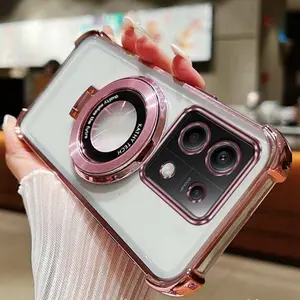 Redmi Note 13 Pro 4G Popular Protective Phone Holder Case For Compatible With Xiaomi Redmi Note 13 Pro 4G Transparent Plating Cover and Elegant Circle Protector Cases Accessories