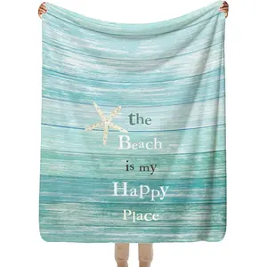 Blue Beach Blanket House Decor, Rustic Coastal Beachy Starfish Nautical Throw Blanket for Bed Couch Bedroom Living Room, Coastal Ocean Room Decor, Gifts for Beach Loversch