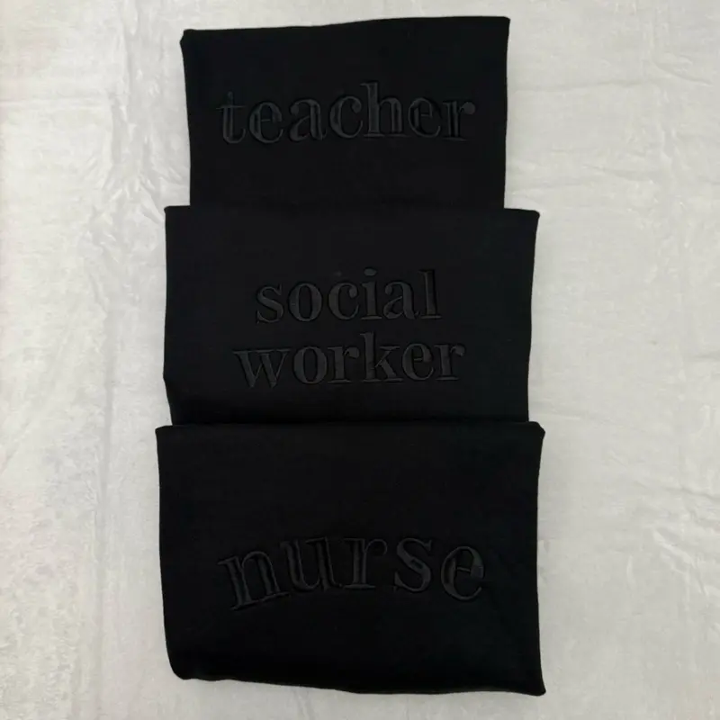 Custom embroidered black on black color career sweatshirt Custom embroidered black on black color career sweatshirt