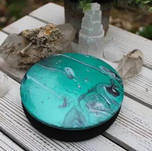 Jewelry Box, Keepsake Box, Round Hand Painted Box Acrylic Hand painted 5" x 5"