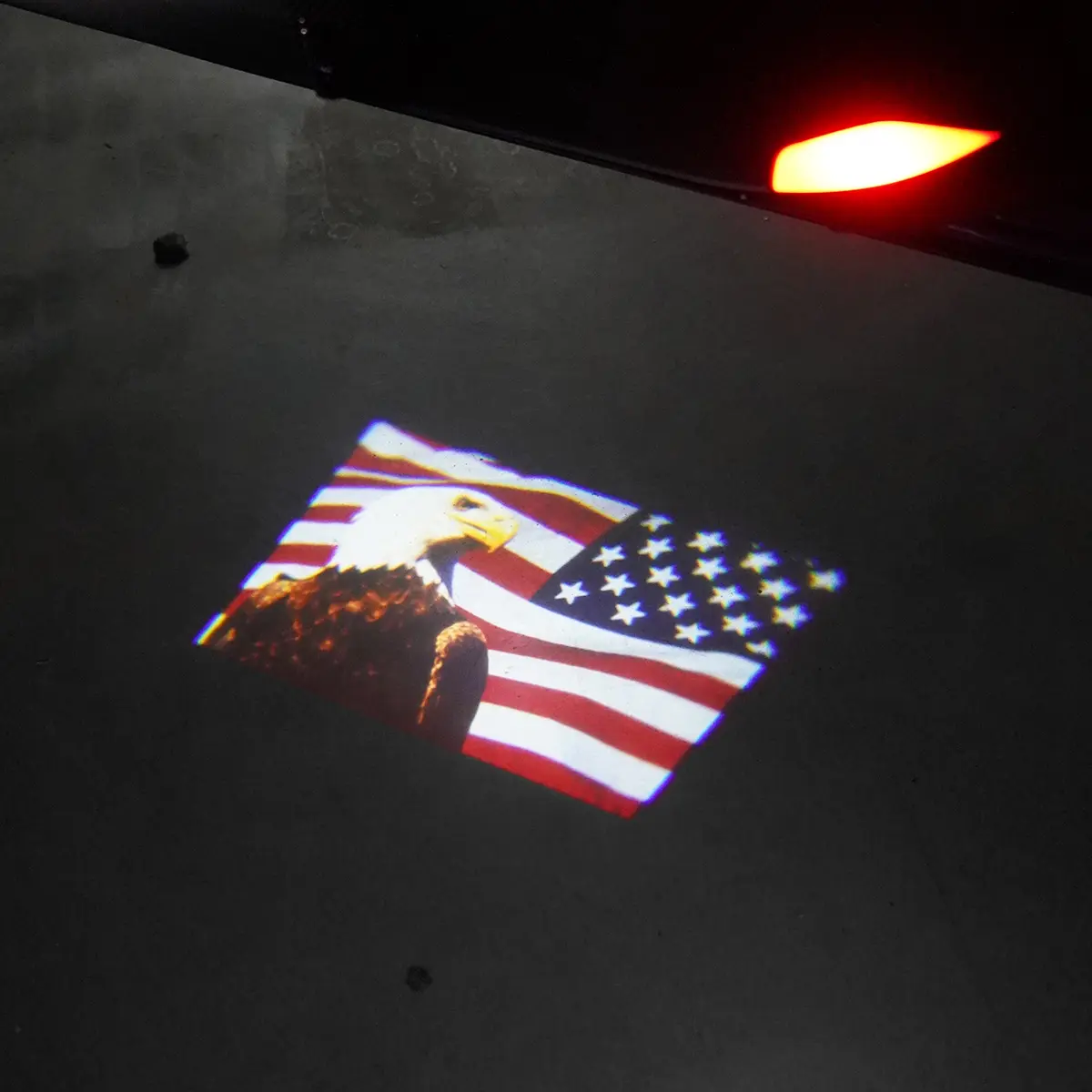 Universal American Eagle Flag 3D Laser Door Welcome Lights, Wireless Sensor Drill-Free & Non-Destructive Installation, Car Door Ground Courtesy Lights, Compatible With All Vehicle Models