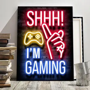 Game Console Pattern Framed  Wall Art, 1 Count Colorful Modern Canvas Wall Art, Decorative Painting for Home Living Room Bedroom Office, Wood Wall Art, Wooden Wall Art
