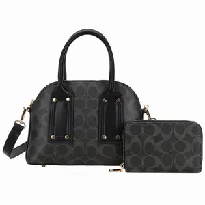2In1 Oval Printed Handle Satchel W Wallet Set