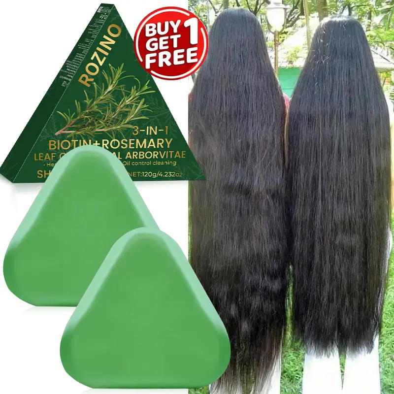 2pcs120g biotin rosemary side cypress leaf herbal shampoo, instantly solves dryness, frizz, tangling, baldness, thinning hair and other problems, anti frizz, anti breakage, nourishes the scalp, used once every 7 days, staying up late without baldness