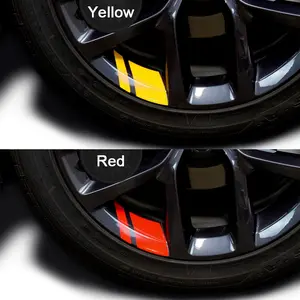 8-Pack Left Side Reflective Wheel Rim Stickers, Pressure-Activated Adhesive, Durable Vinyl Auto Accessories for Increased Visibility