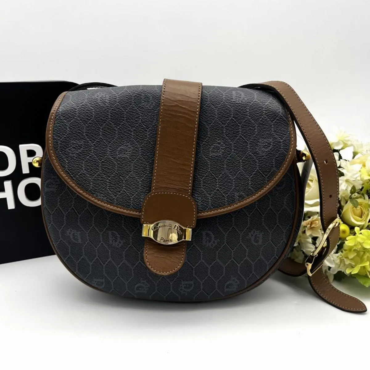 Pre-owned Dior As Shown Shoulder Bags Christian Vintage Honeycomb Saddle Bag di5521cc