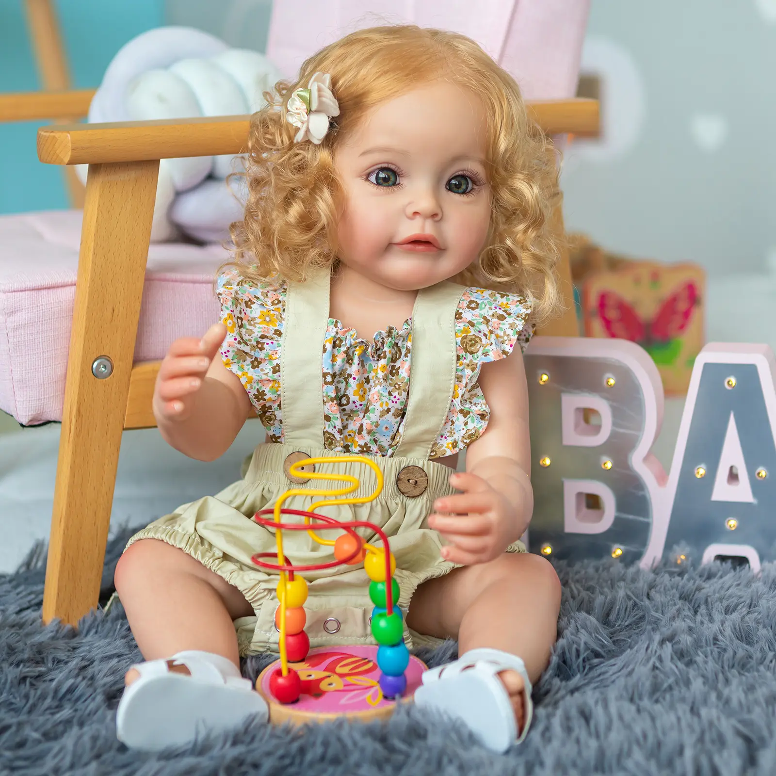 Reborn Toddler Baby Dolls Full Vinyl Body 22 Inch Suesue Lifelike Reborn Baby Doll with Long Hair Anatomically Correct Realistic Newborn Toddler Girl Dolls Set
