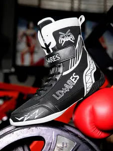 Men's Boxing Training Shoes, Ankle Coverage, Non-slip Wear-resistant Boxing Shoes, Trendy Fashionable Sports Shoes for Boxing & Wrestling Training