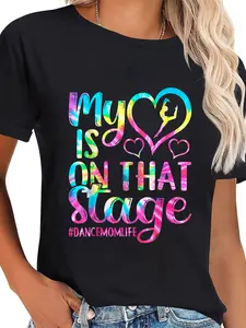 100% Cotton Dance Mom Retro My Heart Is On That Stage Dance Recital T-Shirt