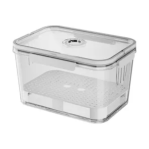 Kitchen countertop bread storage box, transparent food-grade plastic container with lid and date tracker. Equipped with portable handle and detachable drain tray, made of BPA-free safe material. Ideal for homemade bread, toast, bagels, cookies