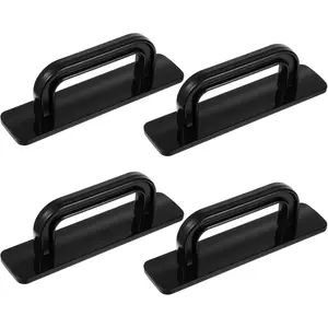 4-Pack Black Adhesive Cabinet Handles, 4-Inch Self-Stick No-Drill Drawer Pulls for Cabinets, Glass Shower Doors, Sliding Closet Doors