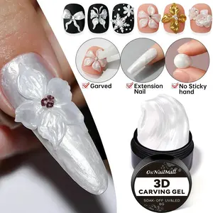 OsNailmall 3D Nail Art Satin Sculpture Gel Polish, Pearl Glossy Non-Stick Soft Candy Texture, 3D Nail Design Gel for Professional Use Manicure