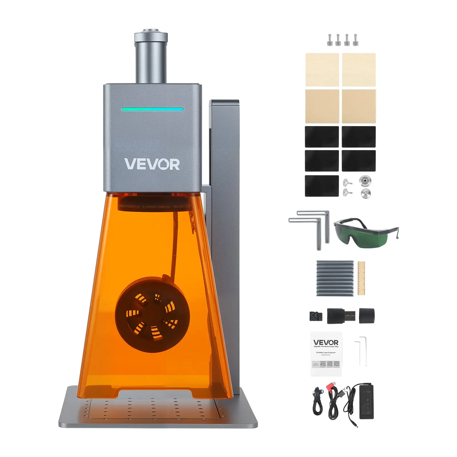 VEVOR Portable Laser Engraver-Cutter, 5000 mm/s High Speed 12W Handheld Blue Model with Adjustable Handle, 0.01x0.01 mm Precision, Class 4