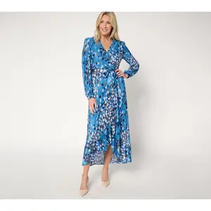 BEAUTIFUL by Lawrence Zarian Petite Faux Wrap Pleated Dress