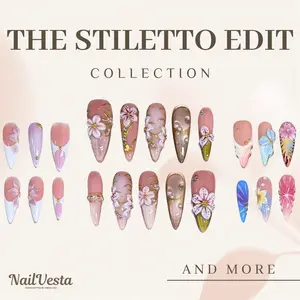 NailVesta THE STILETTO EDIT – 100% Handcrafted 3D Press-On Nails | Reusable, Long-Lasting, Salon-Quality