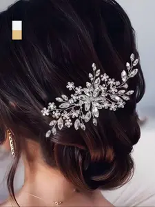 Rhinestone Decorated Hair Comb, Elegant Bridal Headwear for Wedding Bridal Party Formal Occasions, Fashion Hair Accessories for Women