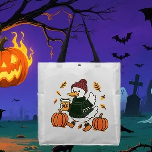 Lovely Duck Design Handbag, Embroidered Pattern, Large Capacity, Casual Style, Suitable for All Seasons, Festival & Back to School Use