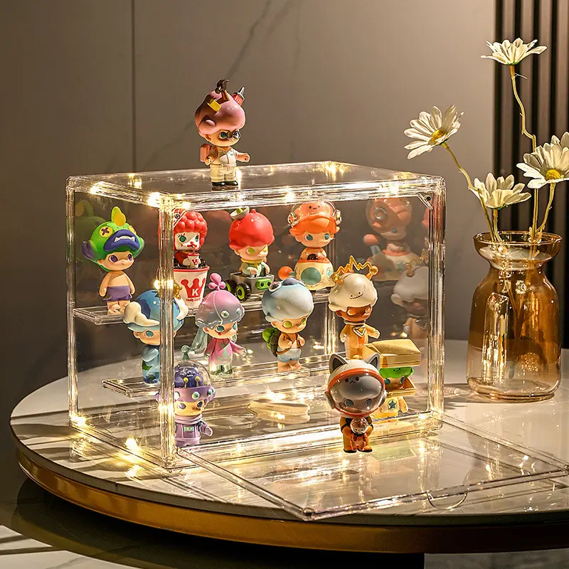 Clear Display Box for Fingures Clear Acrylic Foldable Toy Display Case for Figurines and Blind Box Dolls Action Figure Organizer