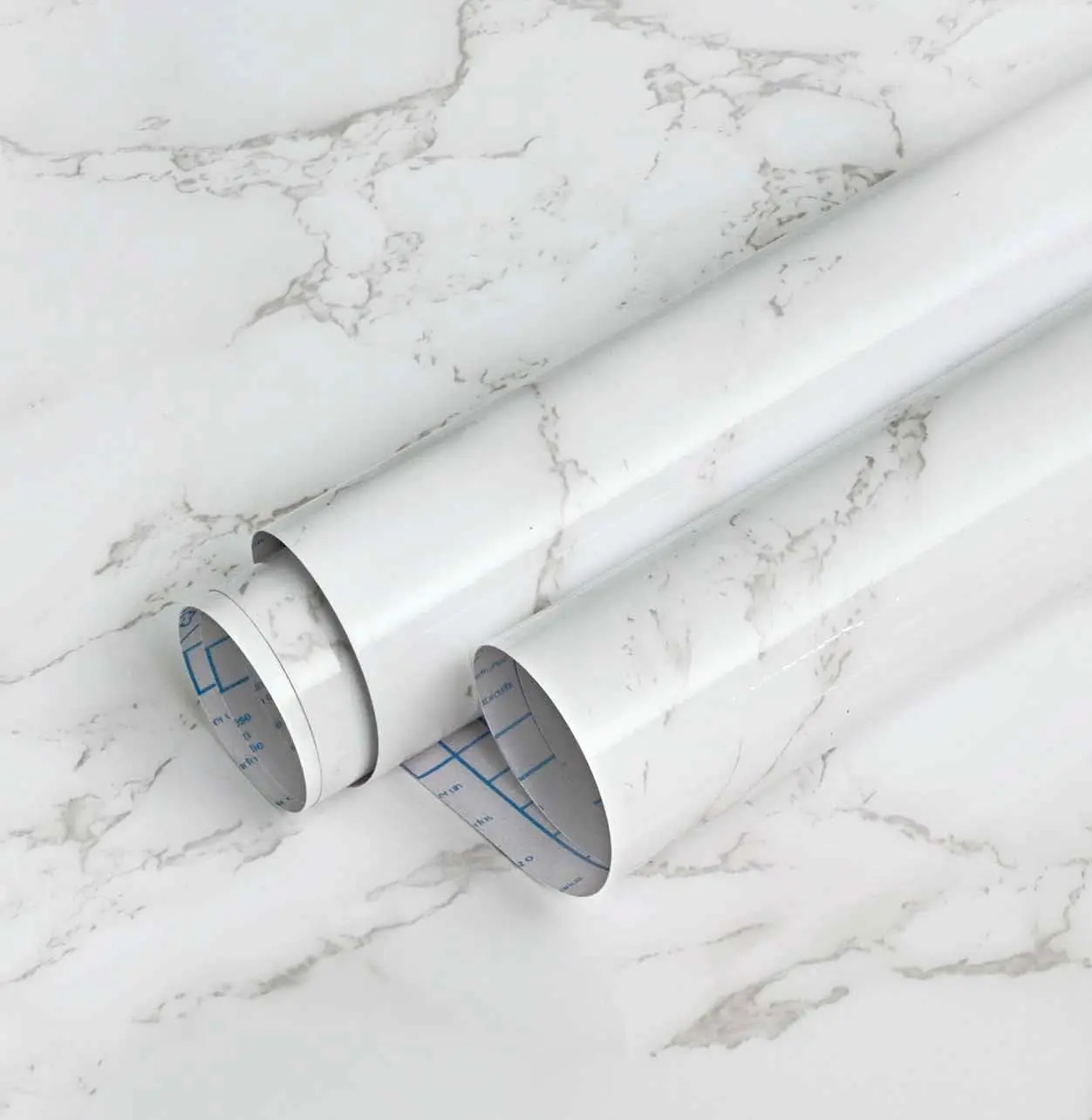 Glossy Grey White Marble Peel and Stick Wallpaper, Self-Adhesive Removable Contact Paper for Bathroom Countertop, Kitchen Counter, Marble Backsplash (15.7"x78.7"), Living Room Decor Peel and Stick Wallpaper Designs