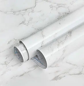 Grey White Marble Contact Paper Glossy Peel and Stick Wallpaper Self Adhesive  DIY Removable for Bathroom Countertop Decor 15.7"x78.7"
