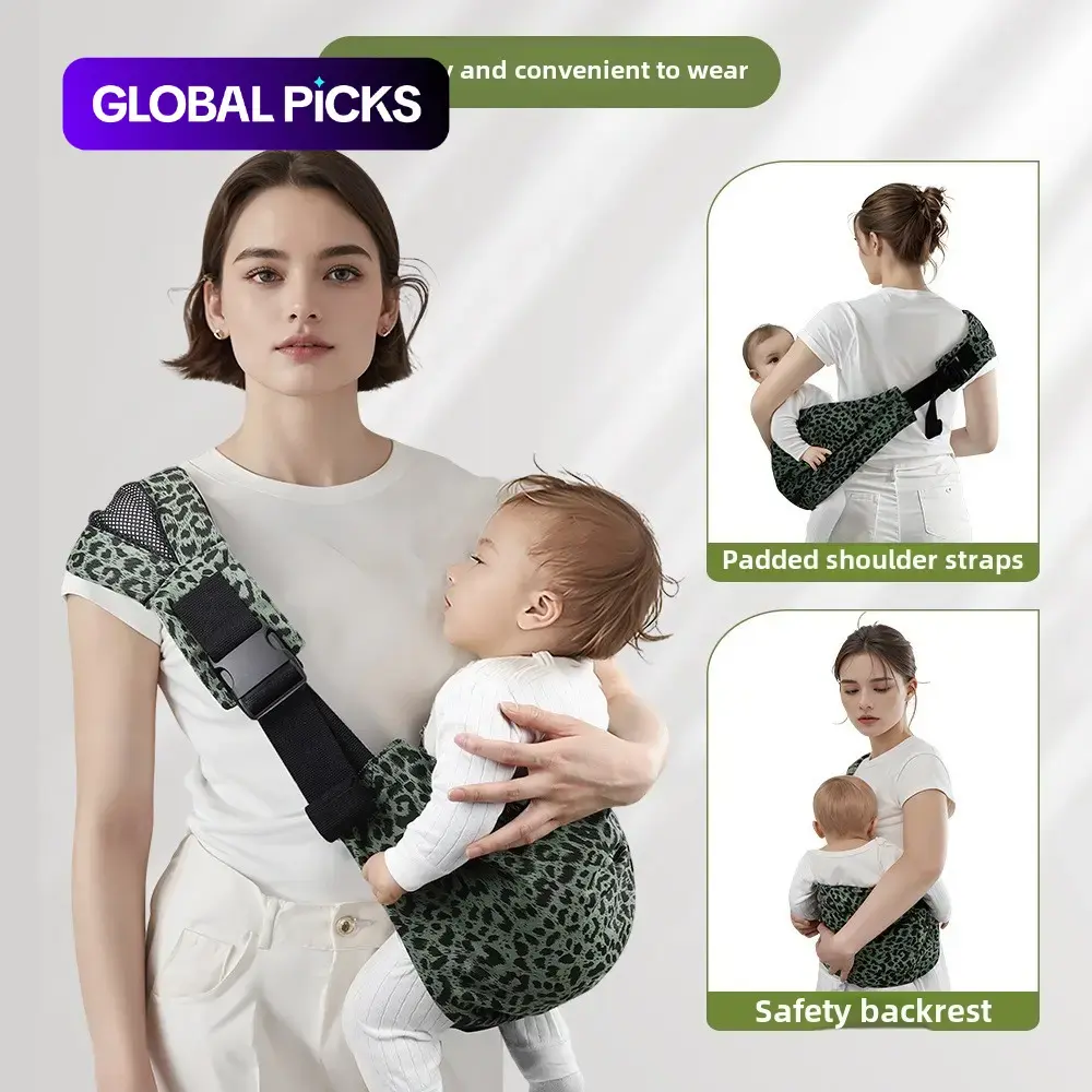 Adjustable Baby Carrier Strap, Upgraded Toddler Harness, Ergonomic Design, Comfortable Infant Wrap, Travel Friendly, 10-45 Lbs, Leopard Print