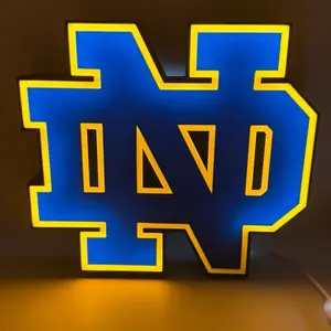 Notre Dame Light Up LED Neon Sign with USB Power Cord - Blue and Yellow Logo for Sports Fans