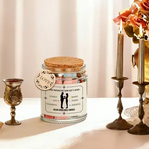 1Set Couple Themed Emotional Bible Prayer Jar, Complete Set with Glass Cork Jar & Color Coded Bible Verse Strips, Religious Faith Gift Set for Wedding, Engagement, Baptism, Confirmation, Spiritual Keepsake Decor Storage Jar
