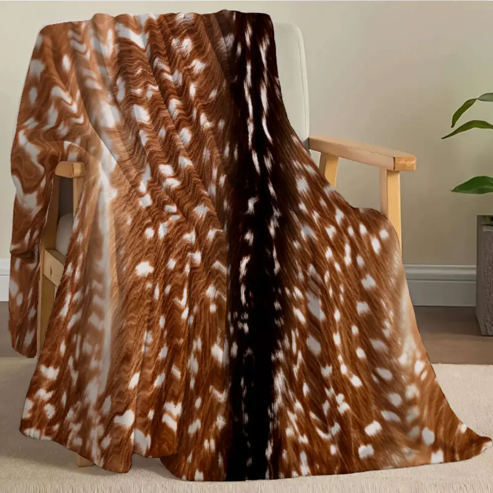 Deer Blanket, Realistic Deer Print Throw Blanket, Soft Cozy Flannel Fleece Blanket for Couch Sofa Bed, Woodland Wildlife Animal Blanket, Rustic Cabin Home Decor, Nature Lover Gift, Hunting Lover Gift, Outdoor Camping Blanket, Birthday Holiday Gift