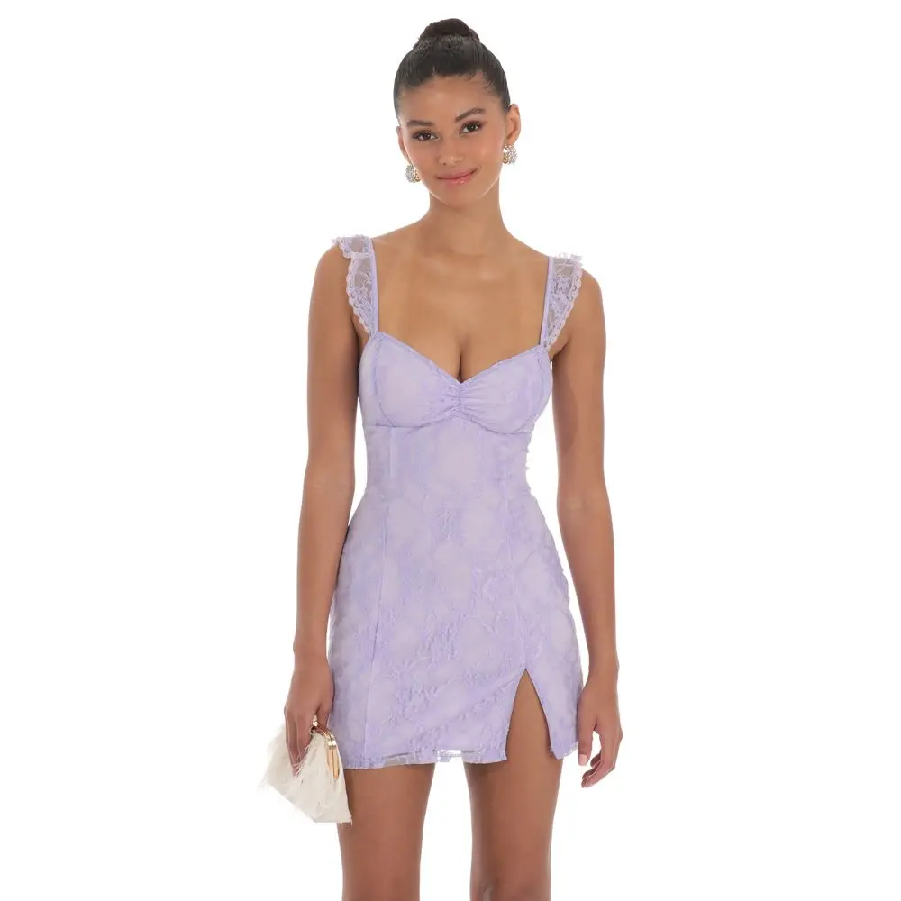 Sweetheart Neck Lace Dress in Lavender Sweetheart Neck Lace Dress in Lavender