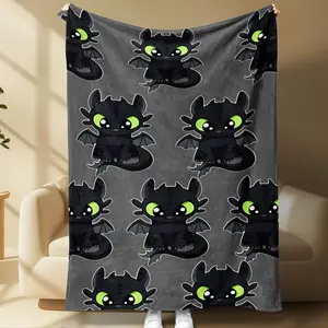 Cute Toothless Dragon Blanket, How to Train Your Dragon Night Fury Print, Soft Fleece Throw for Kids Boys & Girls, Perfect Gift for Home Decor