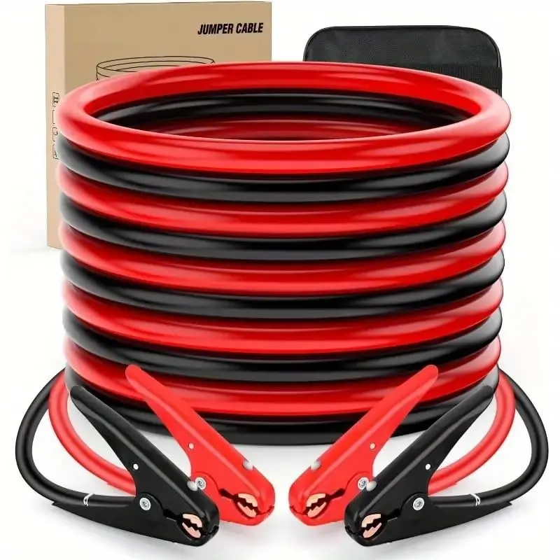 Heavy Duty Jumper Cables, 20 Ft, 2 Gauge, 800A, Car/Truck/Van/SUV, Carrying Bag, 10 Year Warranty