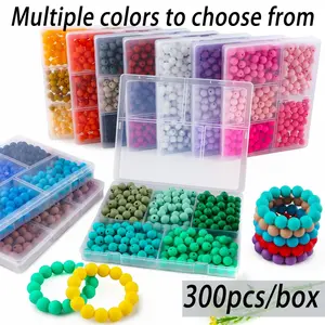 9mm Silicone Beads Kit, 300pcs/box Mixed Color Beads, DIY Beading Supplies for Bracelet Necklace Earrings Pendant Making, Crafts, Jewelry, Bracelet Kit Set