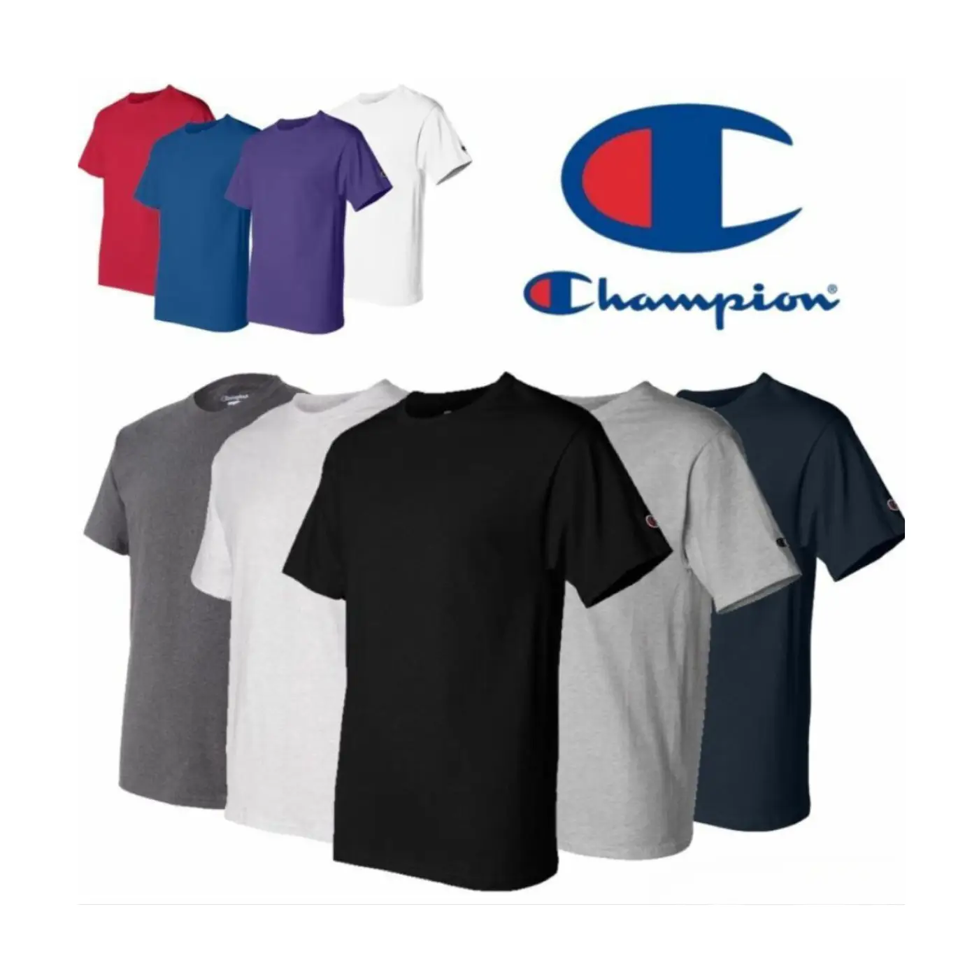 Champion Men’s T-shirt T425 Plain Crewneck Short Sleeves T-Shirt Menswear Top Cotton Tshirt Shortsleeve Round Neck Casual