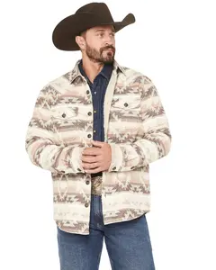 Cody James Men's Emmons Sherpa Lined Southwestern Striped Flannel Shirt Jacket - Cjho25o1-Tan