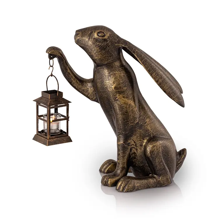 212 MAIN Cute Big Bunny Outdoor Garden Light Candle Holder, 16.5x15x9" Home Decor for Garden Use