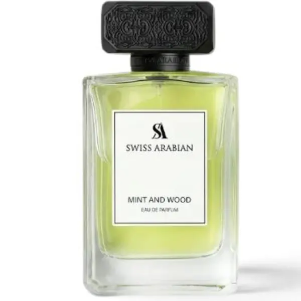 Swiss Arabian Mint and Wood Eau de Parfum for Men - Spicy, Woody, Lemon, Cardamom, Tonka Bean - Fresh Dubai Perfume for Men - Sophisticated Long-Lasting Fragrance - 3.4 oz