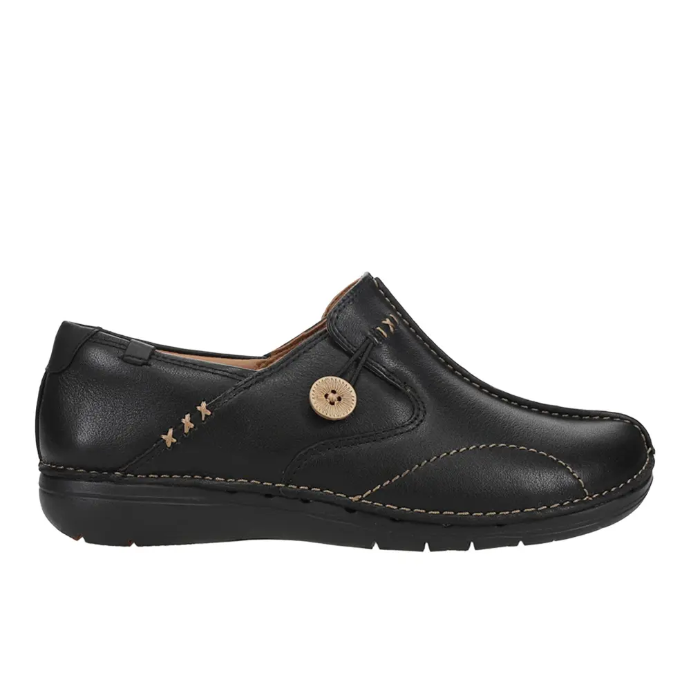 Clarks Womens Unloop Slip On Sneakers Shoes Casual - Black