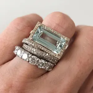 Aesthetic 3pc Ring Set Trendy Large Rectangular Statement Ring, Stacking Ring Pack for Her Y2K Summervibes
