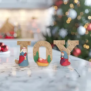 Resin Religious Figurines Set, Home Decor Statues, Outdoor Garden Yard Ornaments, Christmas Religious Gifts, 3pcs Joy Collection