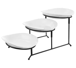 Elama 3 Tier Oval Plate Porcelain Serveware Set