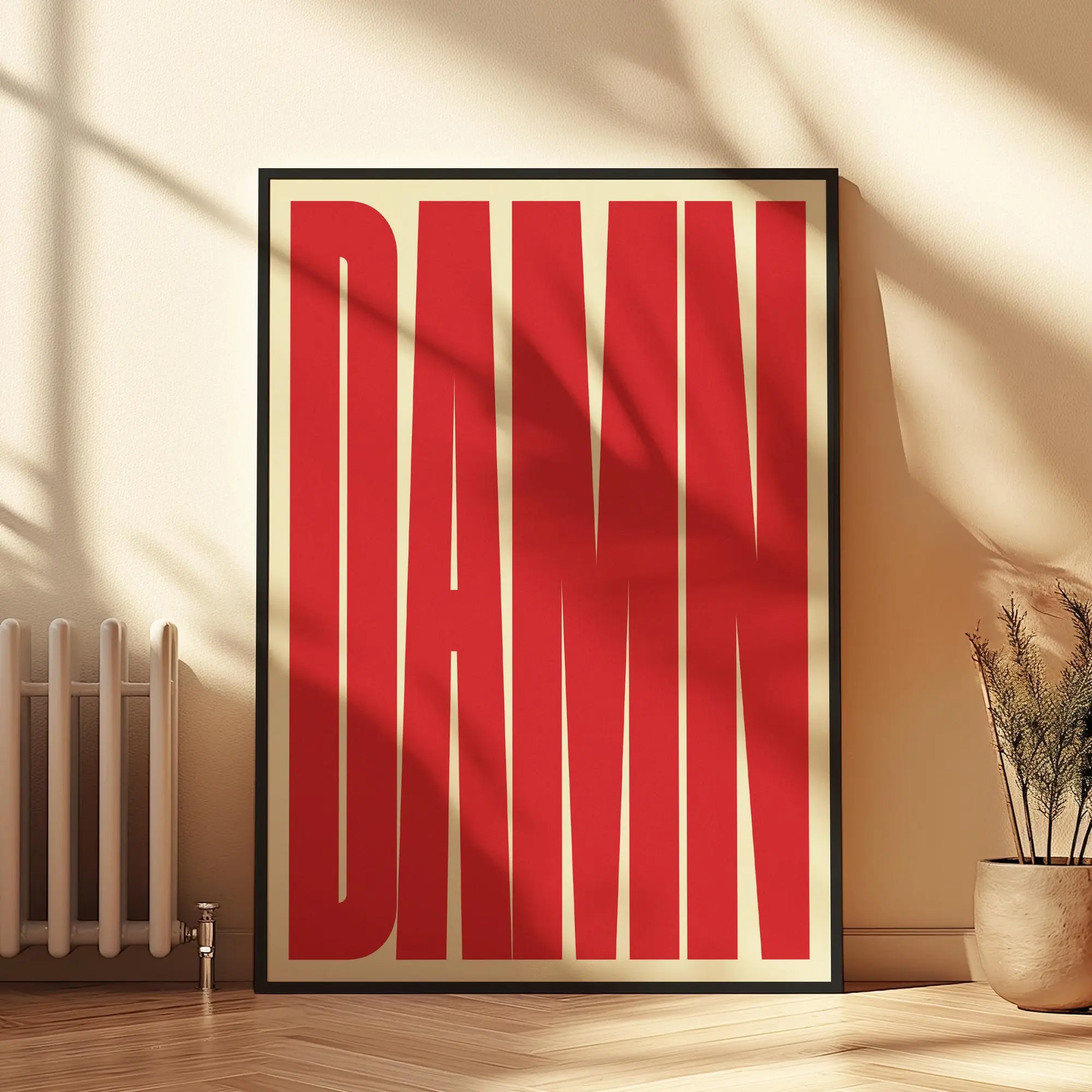 DAMN Typography Wall Art Poster Red Artwork For Living Room Bedroom Office Creative Modern Bold Statement Decor Poster Wall Art