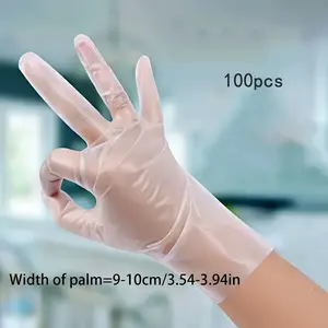 100 Disposable Thick Transparent Tpe Gloves, High Quality for Kitchen Beauty Pet Care, Essential Household Cleaning Cooking Supplies, Disposable Thickened Gloves